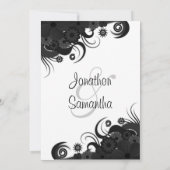 Black Floral bruiloft repetitie diner uitnodiginge Kaart (Achterkant)