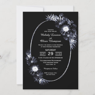 Black Floral bruiloft uitnodiging