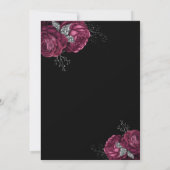 Black Floral Burgundy Peonies Wedding Kaart (Achterkant)