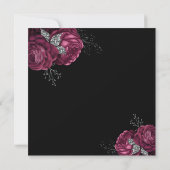 Black Floral Burgundy Peonies Wedding Kaart (Achterkant)