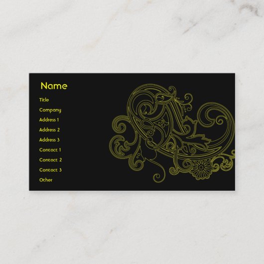 Black Floral - Business Visitekaartje (Voorkant)
