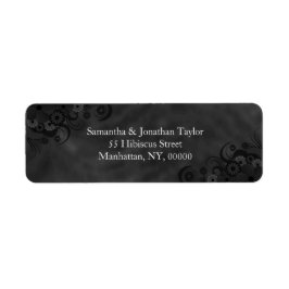 Black Floral Chalkboard Small Return Address Label