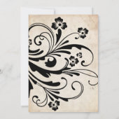 Black  Floral Chic Wedding Invitation Kaart (Achterkant)