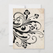 Black Floral Chic Wedding RSVP Kaartje (Achterkant)