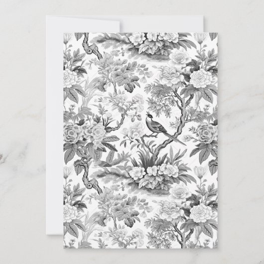 Black Floral Chinoiserie Trouwtafel Nummer Kaart (Achterkant)