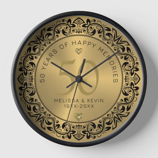 Black Floral Circle 50th Wedding Jubileum (Voorkant)