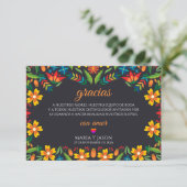 Black Floral Colorful Botanical Spanish Wedding Bedankkaart (Staand voorkant)