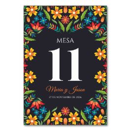 Black Floral Colorful Botanical Spanish Wedding Kaart