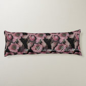 Black Floral Custom Initialen Body Pillow Lichaamskussen (Achterkant)