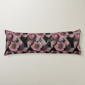 Black Floral Custom Initialen Body Pillow Lichaamskussen (Voorkant)