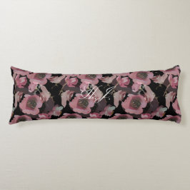 Black Floral Custom Initialen Body Pillow Lichaamskussen