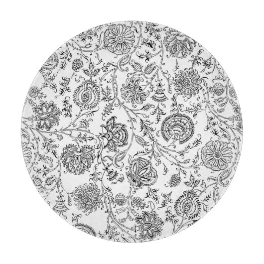 Black Floral Cutting Board Snijplank (Voorkant)