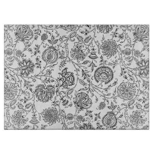 Black Floral Cutting Board Snijplank (Voorkant)