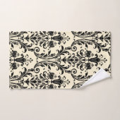 Black Floral Damask op Creamy beige Vanilla Bad Handdoek (Handdoek)