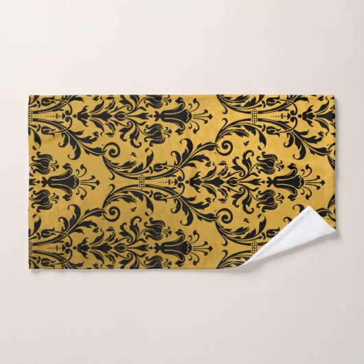 Black Floral Damask op Gold Bad Handdoek (Handdoek)