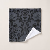 Black Floral Damask op houtskool Grey Bad Handdoek (Wasdoekje)