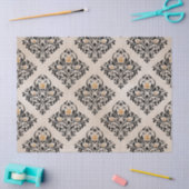 Black Floral Damask op Tan-decoupage Tissuepapier (Craft)