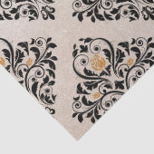 Black Floral Damask op Tan-decoupage Tissuepapier (Detail)