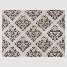 Black Floral Damask op Tan-decoupage Tissuepapier