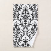 Black Floral Damask op White Bad Handdoek (Handdoek)