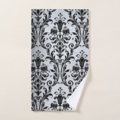 Black Floral Damask op zilver Bad Handdoek (Handdoek)