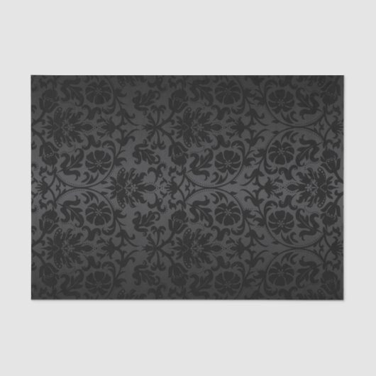 Black Floral Damask Tissuepapier (Voorkant)