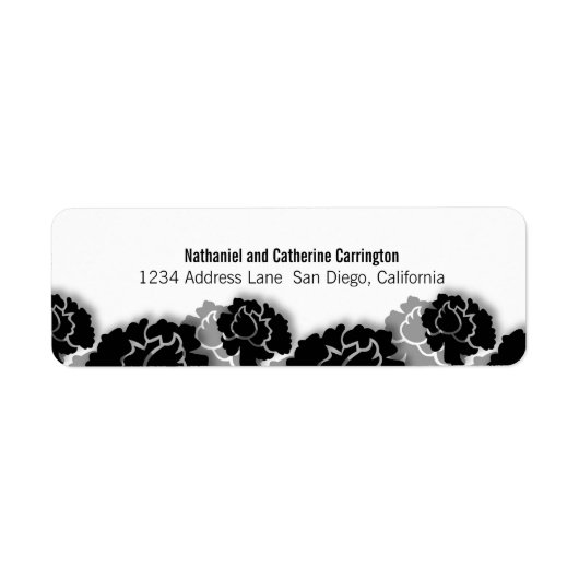 Black Floral Decadence Return Address Labels (Voorkant)