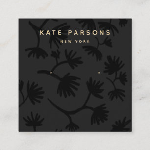 Black Floral Earring Jewelry Display Vierkante Visitekaartje