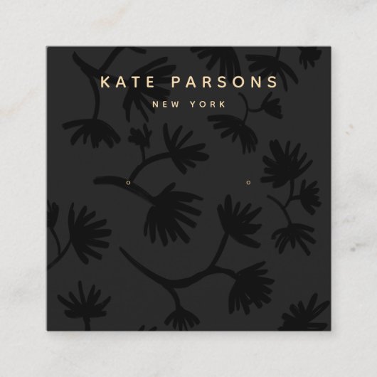 Black Floral Earring Jewelry Display Vierkante Visitekaartje (Voorkant)