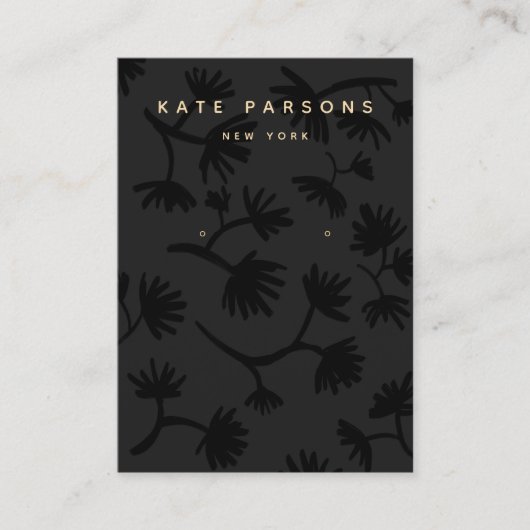 Black Floral Earring Jewelry Display Visitekaartje (Voorkant)