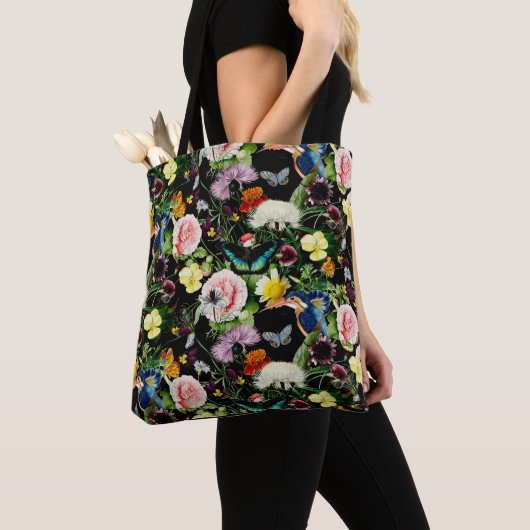 Black Floral EDEN Pattern Tote Bag (Dichtbij)