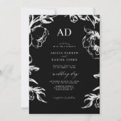 Black floral elegant wedding kaart (Voorkant)