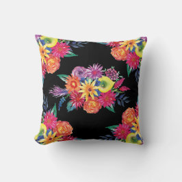 Black Floral Fiesta Mexican Flower Sierkussen
