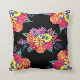 Black Floral Fiesta Mexican Flower Sierkussen