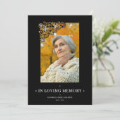 Black Floral Frame Elegant Photo Funeral (Staand voorkant)