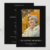 Black Floral Frame Elegant Photo Funeral (Voorkant / Achterkant)