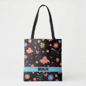 Black Floral Fun Boho Inspirivity Canvas tas (Voorkant)