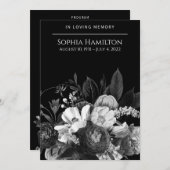 Black Floral Funeral Memorial Programme Programmakaart (Voorkant / Achterkant)