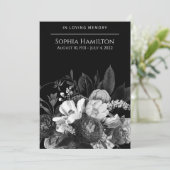 Black Floral Funeral Memorial Programme Programmakaart (Staand voorkant)