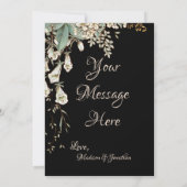 Black Floral Garland Script Elegant Wedding Bedankkaart (Achterkant)