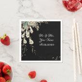 Black Floral Garland Script Elegant Wedding Servet (Insitu)