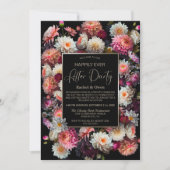 Black Floral Gelukkig Ooit Na Bruiloft Receptie Kaart (Voorkant)