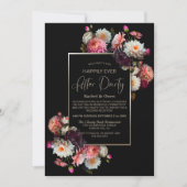 Black Floral Gelukkig Ooit Na Bruiloft Receptie Kaart (Voorkant)