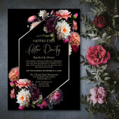 Black Floral Gelukkig Ooit Na Bruiloft Receptie Kaart