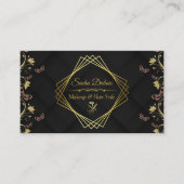 Black Floral Gold Beauty Salon Modern Hair Stylist Visitekaartje (Voorkant)