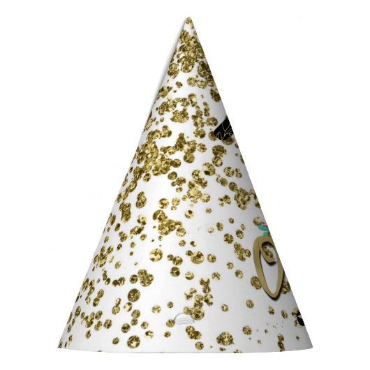 Black Floral Gold Glitter ONE 1 1e verjaardag Feesthoedjes (Links)