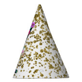 Black Floral Gold Glitter ONE 1 1e verjaardag Feesthoedjes (Rechts)