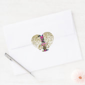 Black Floral Gold Glitter ONE 1 1e verjaardag Hart Sticker (Envelop)