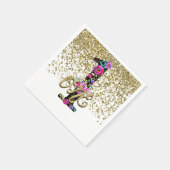 Black Floral Gold Glitter ONE 1 1e verjaardag Servetten (Hoek)