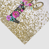 Black Floral Gold Glitter ONE 1 1e verjaardag Tissuepapier (Detail)